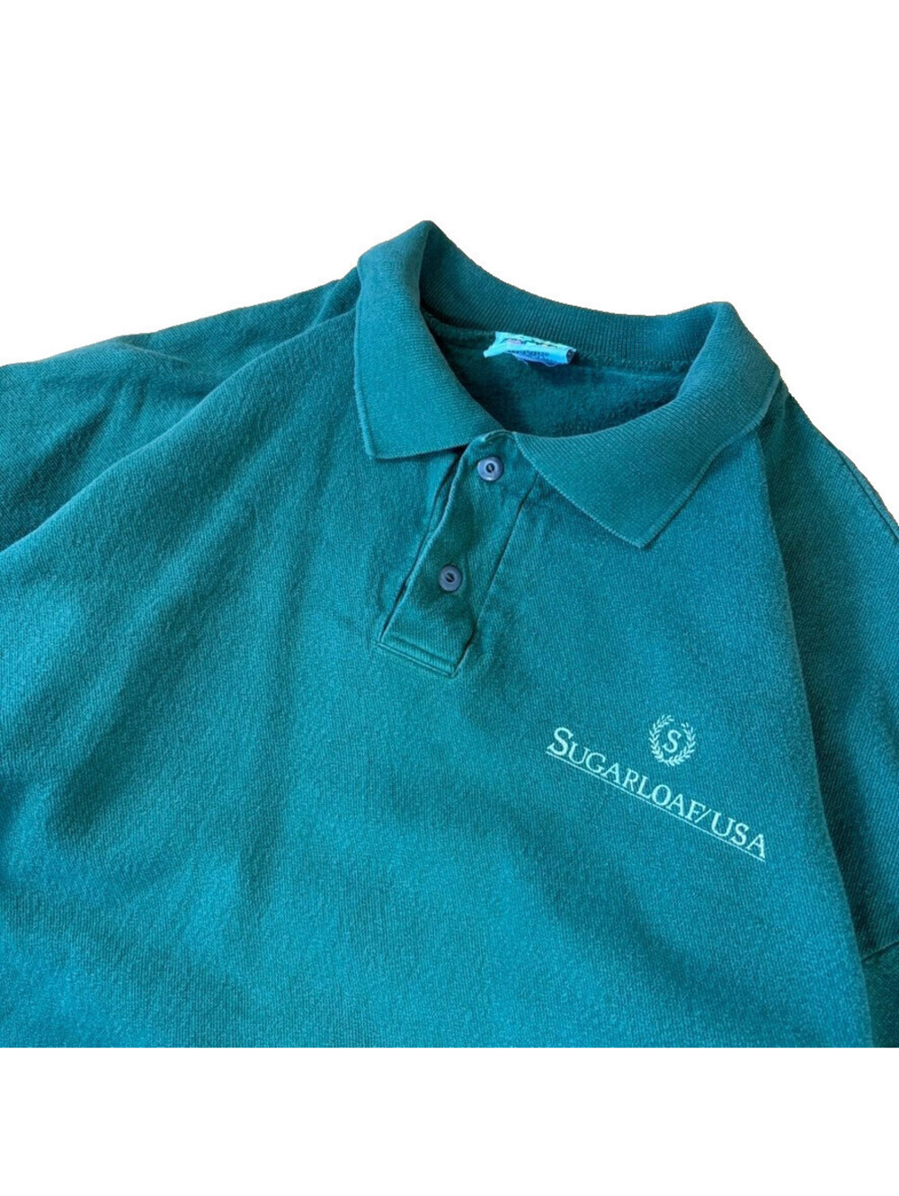 Vintage Sugarloaf Maine Collared Sweatshirt Large Green Ski
